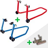 Caballetes de moto DELANTERO + TRASERO + ADAPTADOR DIABOLOS [ PACK elevadores-soporte universales para Motocicletas RZ…